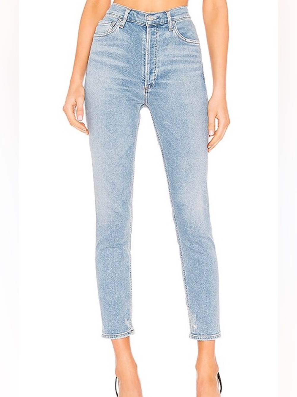 Agolde Nico High Rise Slim Fit Jeans in Embark Light Wash Blue Sz 26